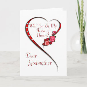 Godmother, Swirling heart Maid of Honor invite