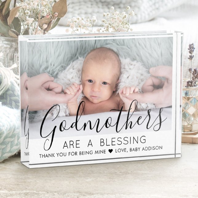 Godmother Thank You Baptism or Christening Modern Photo Block (Creator Uploaded)