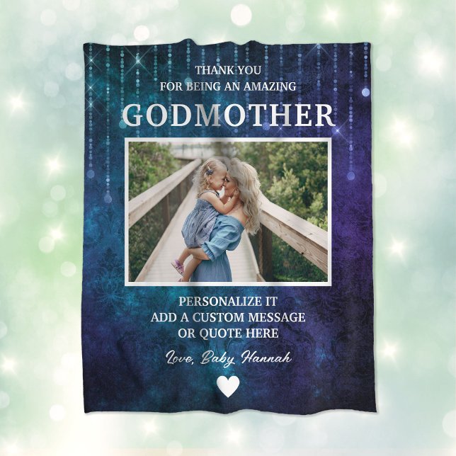 Godmother Thank You Blue Sparkles Custom Fleece Blanket (Godmother Thank You Blue Sparkles Custom Fleece Blanket
)