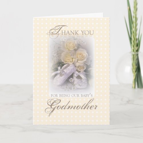 Godmother Thank You with Baby Shoes  Yellow Rose