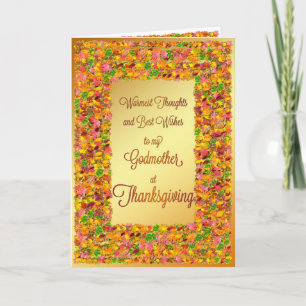Godmother Thanksgiving, fall leaves Holiday Card