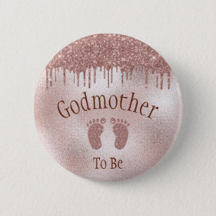 Godmother To Be Baby Shower Pink Girl Baby Feet Button