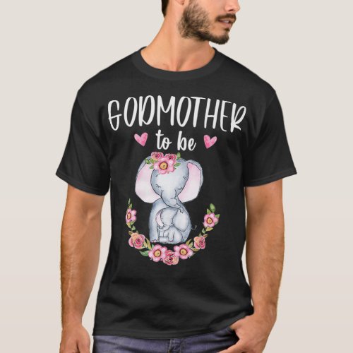Godmother To Be Elephant Baby Shower Floral Premiu T_Shirt