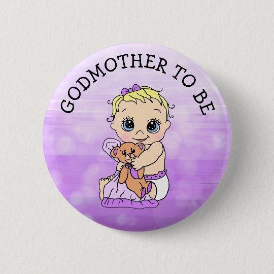 Godmother to Be Girl's Baby Shower Button
