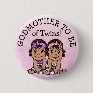 Godmother to be of Twins, Hispanic Baby Shower Button