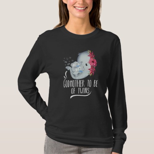 Godmother To Be Of Twins Twin Baby Boys Elephant B T_Shirt