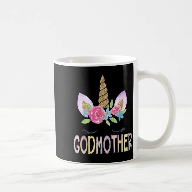 Godmother Unicorn Floral Birthday Girl Family Matc Coffee Mug (Right)