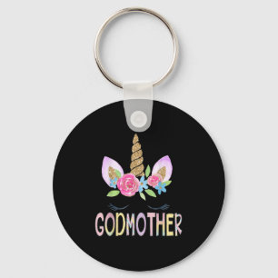 Godmother Unicorn Floral Birthday Girl Family Matc Keychain