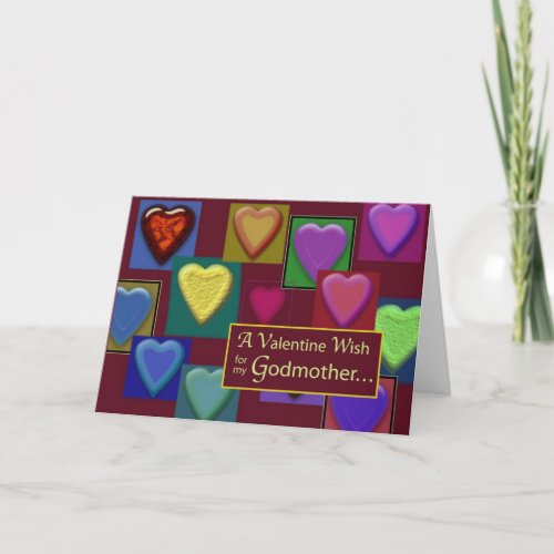 Godmother Valentine Blocks of Hearts Holiday Card