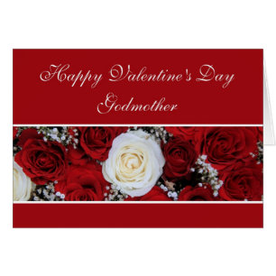 Godmother Valentine's Day red and white roses Cards