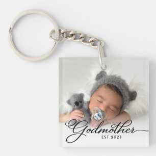 Godmother Year Established Photo Keychain