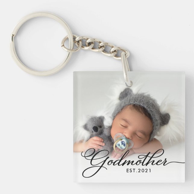 Godmother Year Established Photo Keychain (Front)