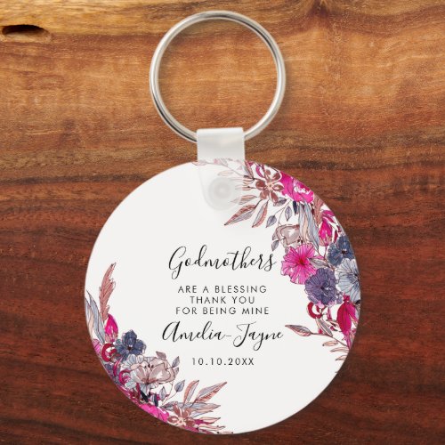 Godmothers Are a Blessing Floral Fall Photo  Keychain