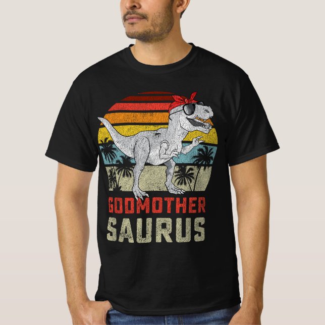 Godmothersaurus T Rex Dinosaur Godmother Saurus Fa T-Shirt (Front)