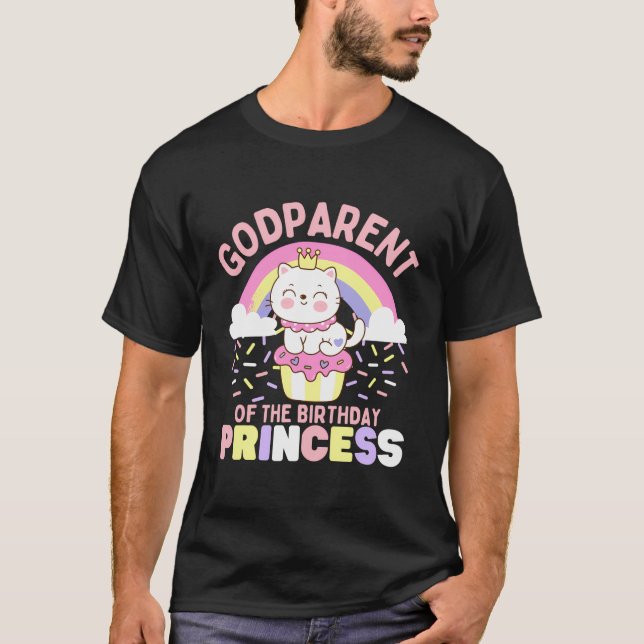 Godparent Of The Birthday Princess Cute Cat On A C T-Shirt (Front)