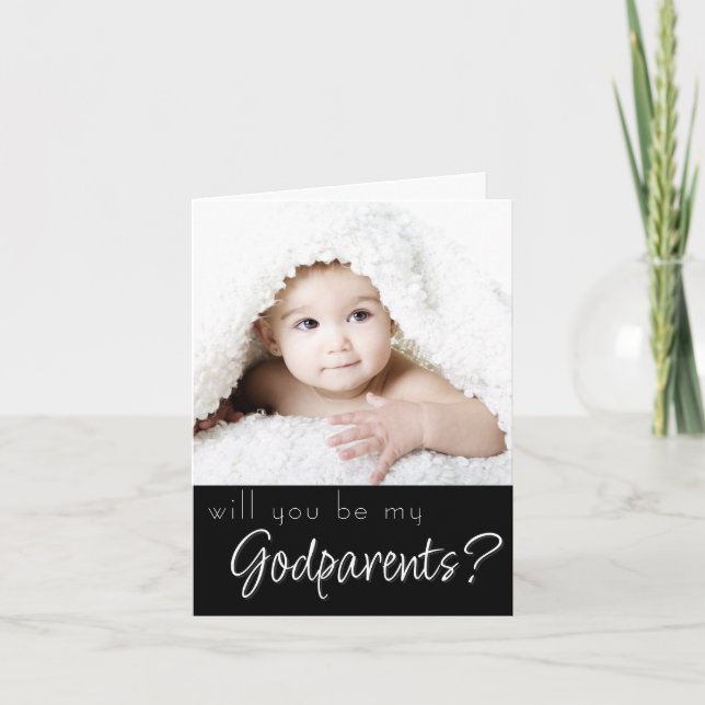 Godparent Proposal | Navy Blue Multi Photo Card (Front)