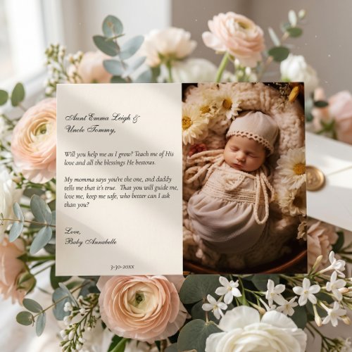 Godparent Proposal Poem Custom Photo Invitation