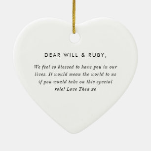 Godparents Handwritten Bow Proposal Ceramic Ornament