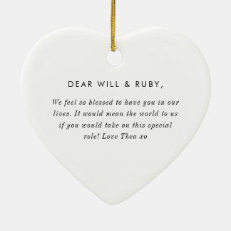 Godparents Handwritten Bow Proposal Ceramic Ornament