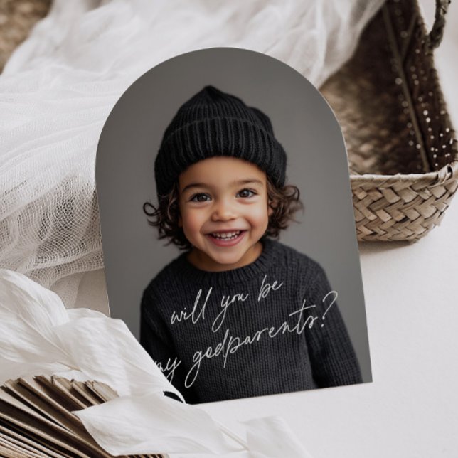 Godparents Handwritten Proposal Photo Arch Boy Invitation (Zazzle Godparents Handwritten Proposal Photo Arch Boy Invitation (Front))