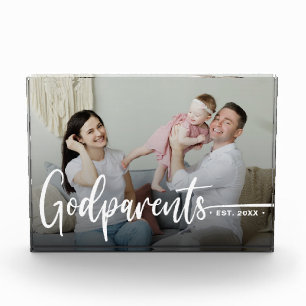 Godparents Modern Photo Keepsake Block