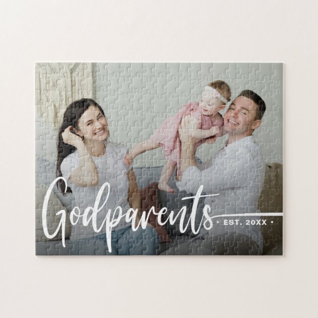 Godparents Modern Photo Keepsake Jigsaw Puzzle (Horizontal)