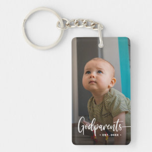Godparents Modern Photo Keepsake Keychain