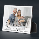 Godparents Thank You Baptism or Christening Photo Plaque<br><div class="desc">A thoughtful way to thank your baby's godparents is to give them a stylish photo gift of their godchild that they can save as a keepsake. All pictures and wording are simple to personalize, including quote that reads "Godparents are a blessing, thank you for being mine." (IMAGE PLACEMENT TIP: An...</div>