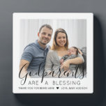 Godparents Thank You Godchild Baptism Photo Square Plaque<br><div class="desc">A thoughtful way to thank your baby's godparents is to give them a stylish photo gift of their godchild that they can save as a keepsake. All pictures and wording are simple to personalize, including quote that reads "Godparents are a blessing, thank you for being mine." (IMAGE PLACEMENT TIP: An...</div>