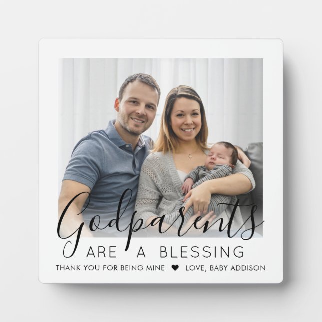 Godparents Thank You Godchild Baptism Photo Square Plaque (Front)