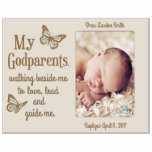 Godparents Walking Beside Me Photo Frame - Ivory<br><div class="desc">This personalized photo frame will make the perfect gift for your Godparents GodFather or Godmother to celebrate your child's baptism, church dedication, or just to hang in a nursery or child's room as a decorative accessory. Everyone loves a personalized gift! This special gift will be cherished for a lifetime. Measures...</div>