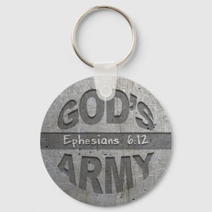 God's Army - Ephesians 6:12 Bible Verse Metal Gray Keychain