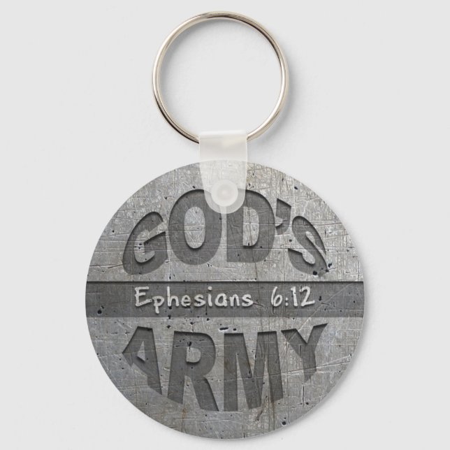 God's Army - Ephesians 6:12 Bible Verse Metal Gray Keychain (Front)