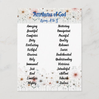 God's Attributes Alphabet Floral Customizable Card