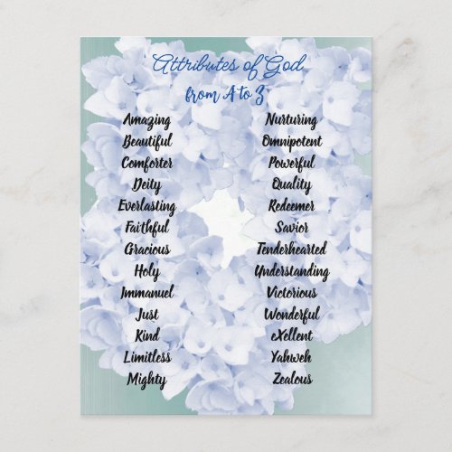 Gods Attributes from A to Z Floral Enclosure Card