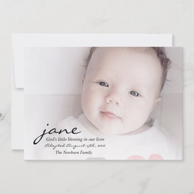 God's Blessing Adoption Announcement Card (Front)