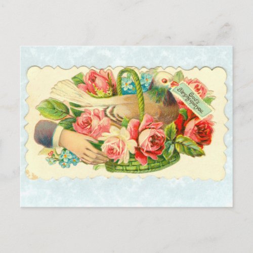 Gods Blessing Upon You Dove with flowers Postcard