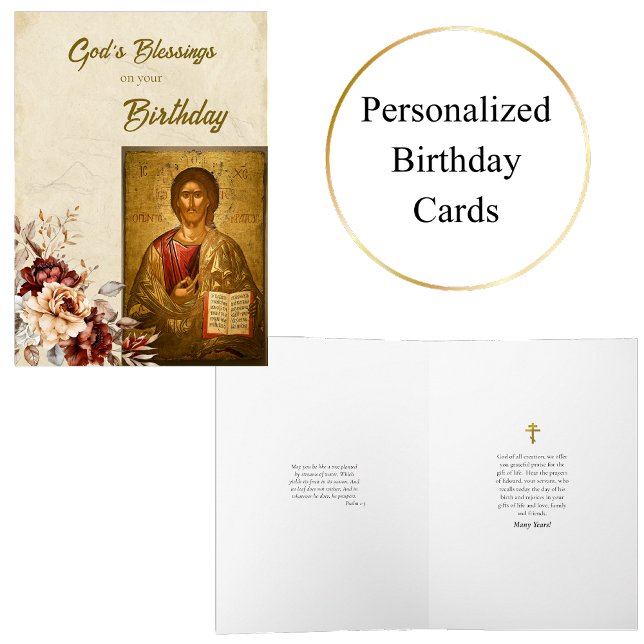 God's Blessings Birthday Orthodox Icon Christ Card (Creator Uploaded)