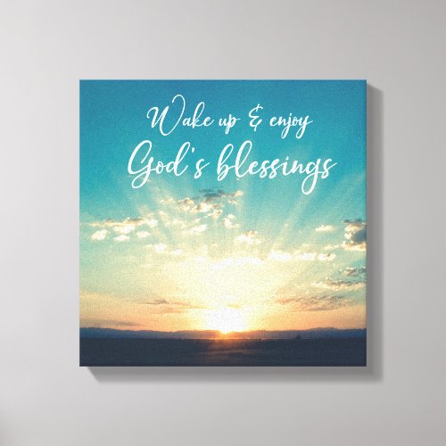 Gods Blessings Quote with Early Sunrise Beams Canvas Print