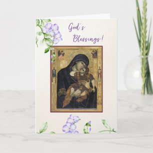 God's Blessings Theotokos Christ Child Birthday Card