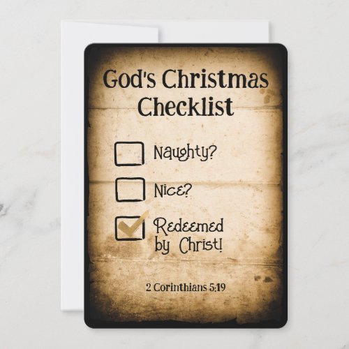 GODS CHRISTMAS CHECKLIST Christian Personalized  Holiday Card
