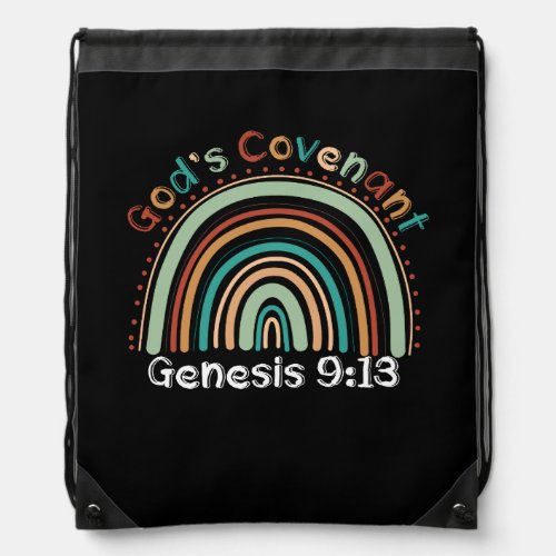 Gods Covenant Boho Rainbow Genesis 9 13 Christian  Drawstring Bag