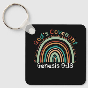 Gods Covenant Boho Rainbow Genesis 9 13 Christian Keychain