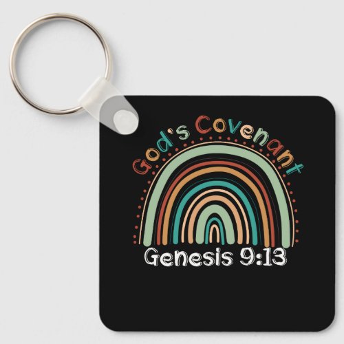 Gods Covenant Boho Rainbow Genesis 9 13 Christian  Keychain