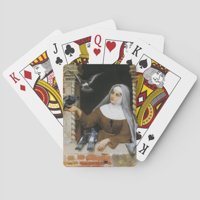 God's Creatures (Italian Catholic Nun with Birds) Poker Cards (Back)