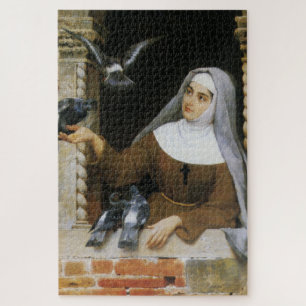 God's Creatures (Nun Feeding Birds) Jigsaw Puzzle