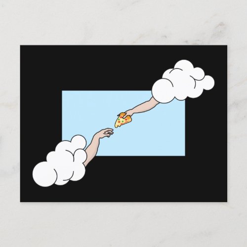 Gods Gift The Creation of Pizza Postcard