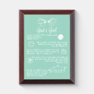 God's Girl Bookmark  Award Plaque