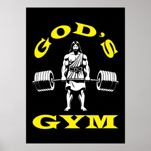 Gods Gym Funny Jesus Workout Bodybuilding Gym Poster