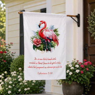 God's Handiwork Flamingo House Flag